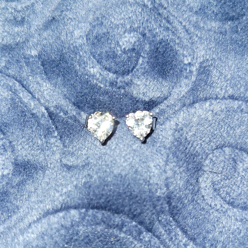 Heart-Shaped Silver Stud Earrings